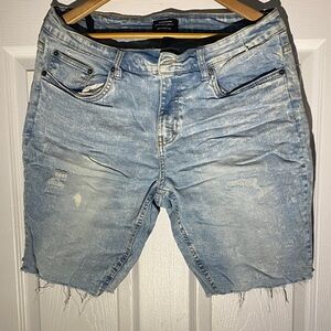 Light Blue Distressed Denim Shorts